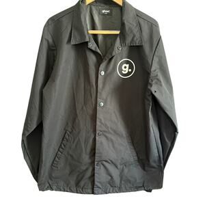 GHOST Essentials | Black Snap Front Spell out logo Coach's Jacket | Large